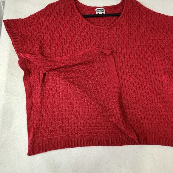 MUD PIE Parker Poncho Red Layering Sweater Pullover - Picture 3 of 9